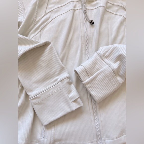 Lululemon Cropped Define Jacket zip up Ribbed Nulu Shine Off white 12 L - Picture 15 of 15